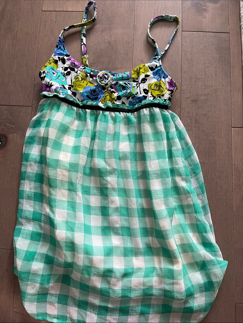 Floral & Mint Gingham Sundress